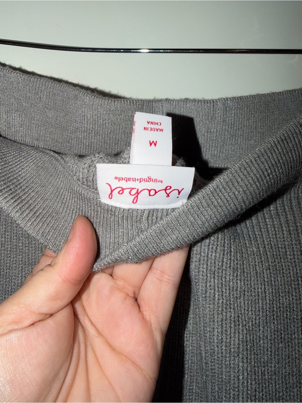 Gray Ribbed Wide-Leg Knit Pants - Picture 2 of 6